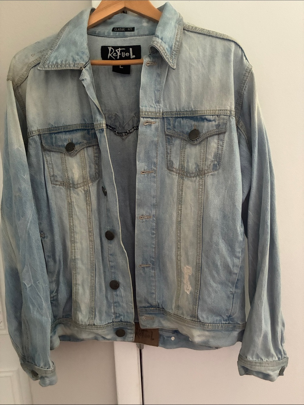 Refuel Light Wash Denim Jacket - Light Blue